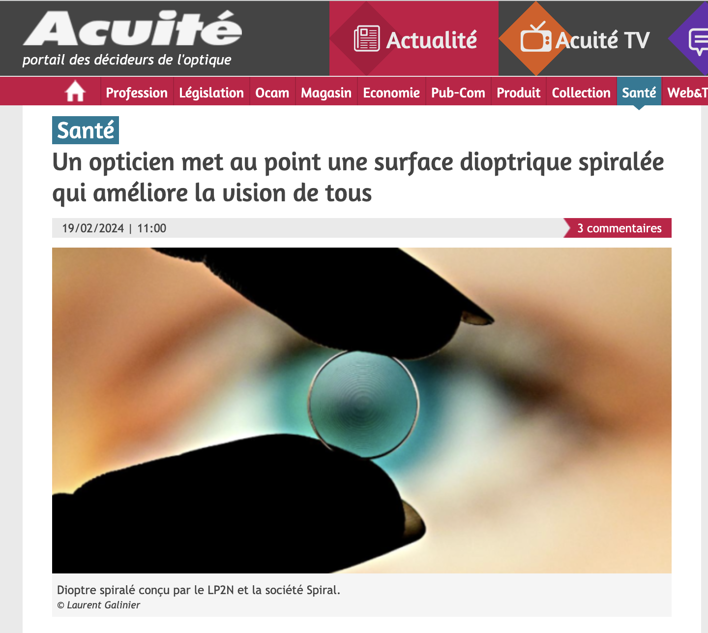 Acuite.fr – Optician develops spiral dioptric surface that improves everyone&rsquo;s vision